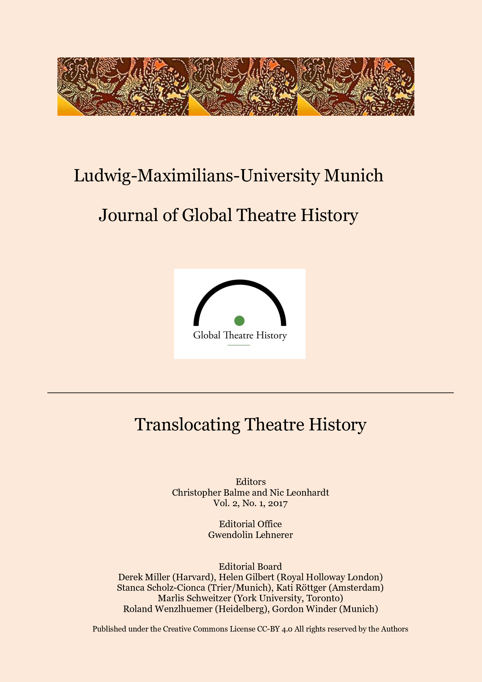 					View Vol. 2 No. 1 (2017): Translocating Theatre History
				